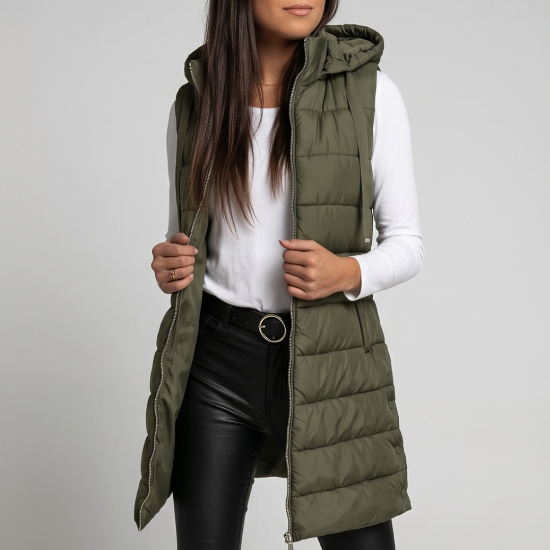 AVELINE | Longline hooded puffer vest