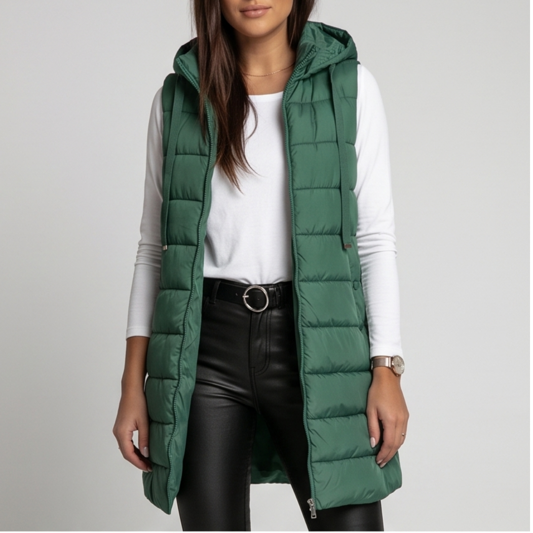 AVELINE | Longline hooded puffer vest