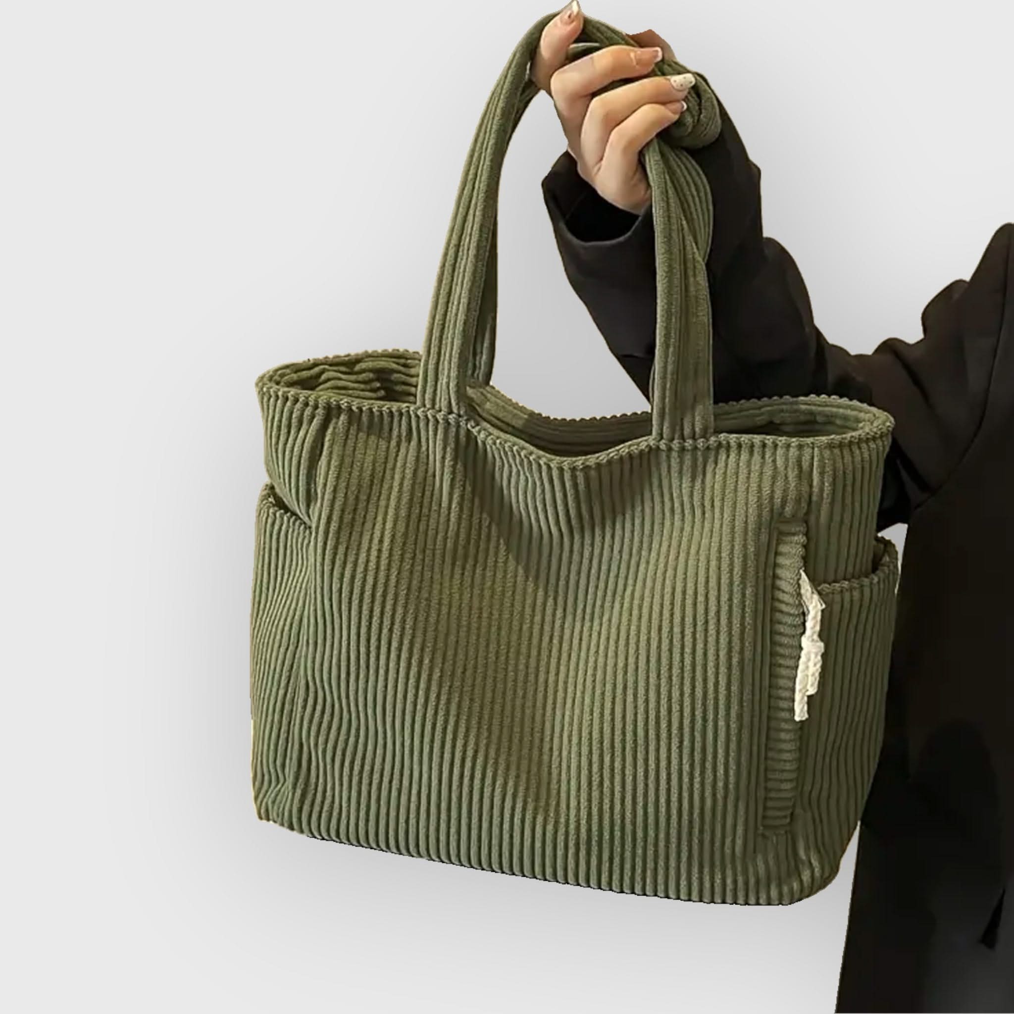 CAMILLE | Tote bag with corduroy texture