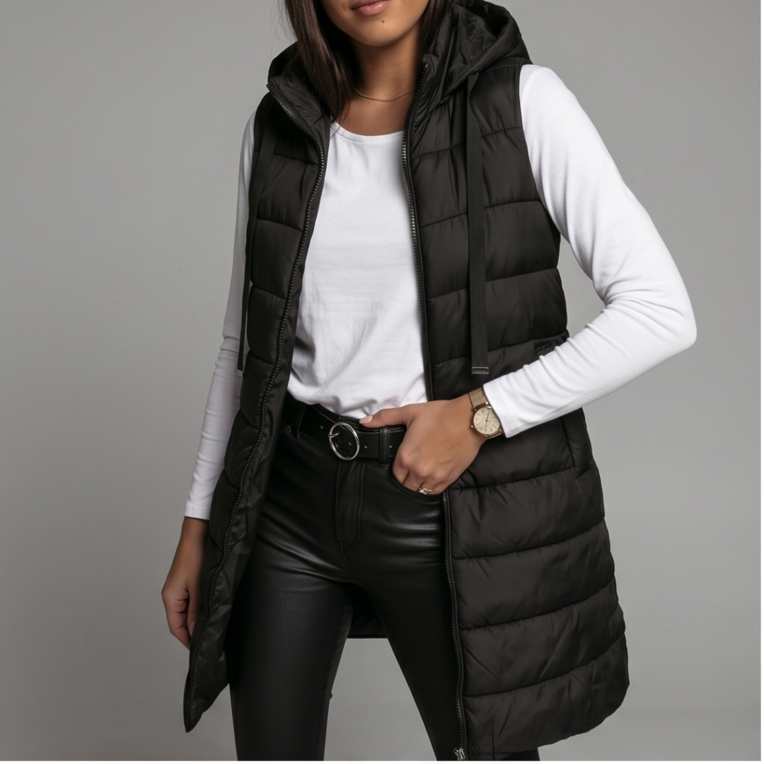 AVELINE | Longline hooded puffer vest