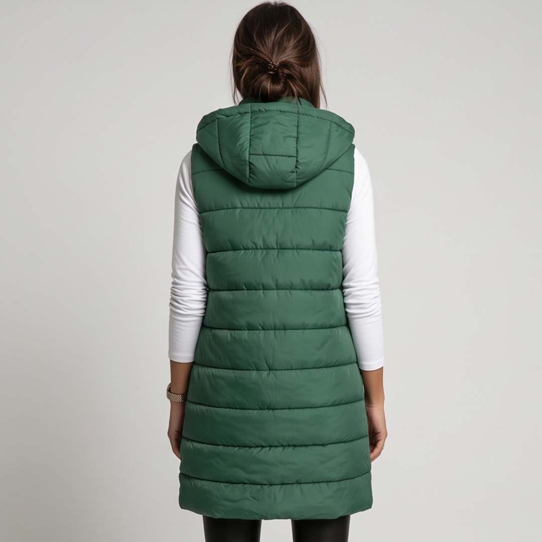 AVELINE | Longline hooded puffer vest