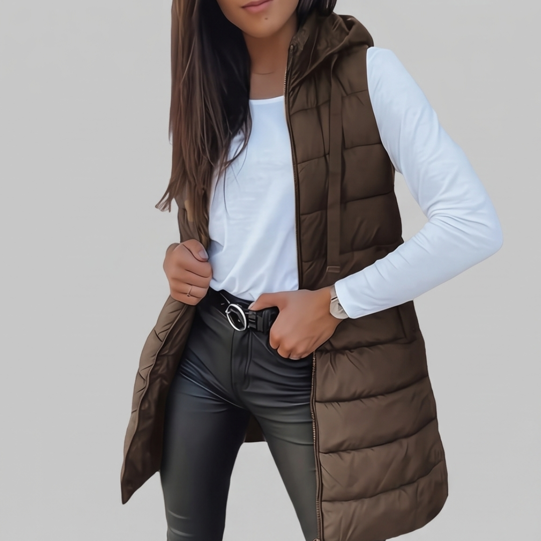 AVELINE | Longline hooded puffer vest