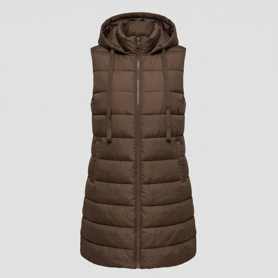 AVELINE | Longline hooded puffer vest