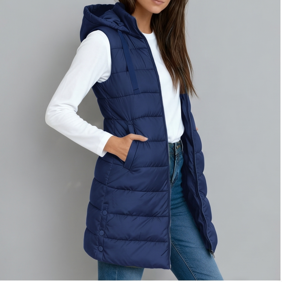 AVELINE | Longline hooded puffer vest