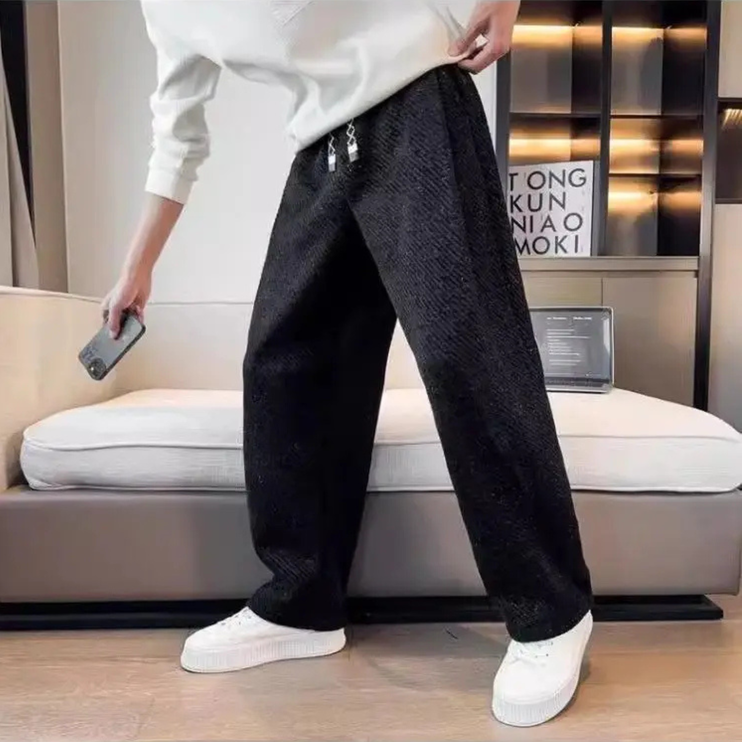 CALDER | Wide-leg knit pants with drawstring