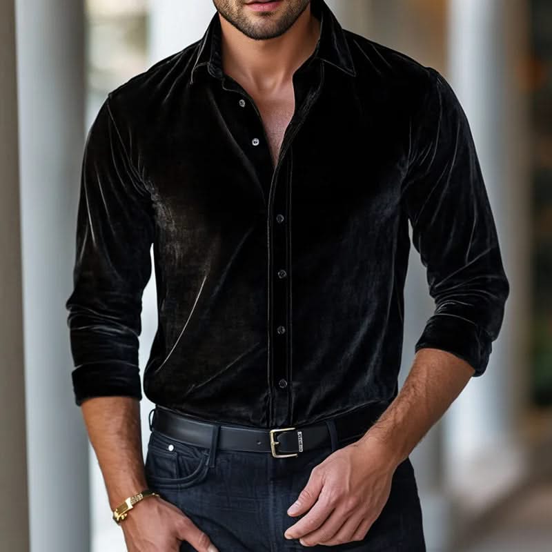 JASPER | Velvet shirt with button-up front