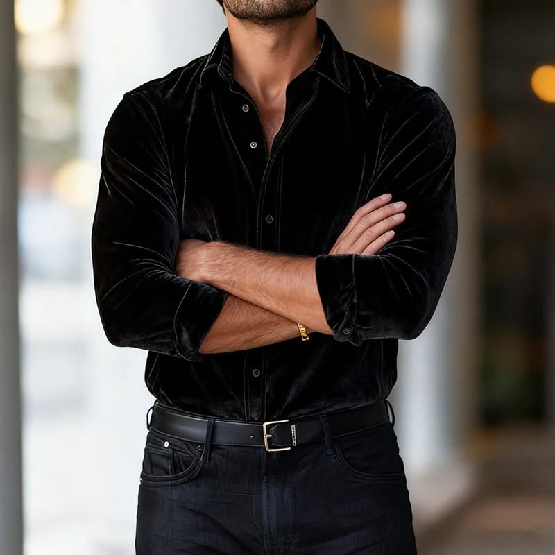 JASPER | Velvet shirt with button-up front