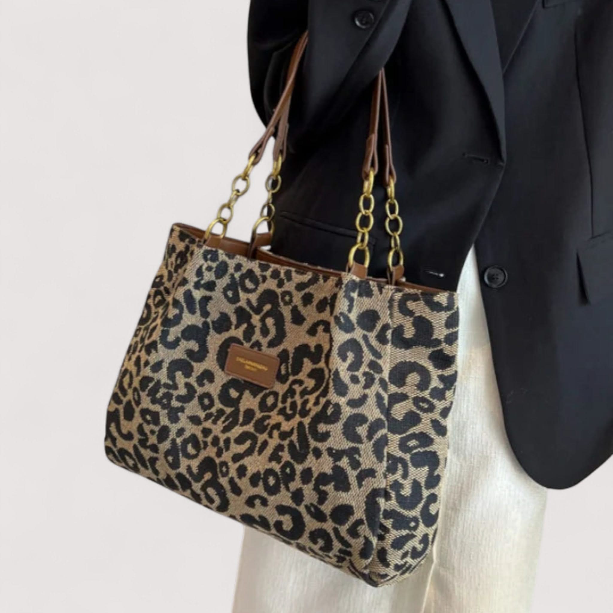 AGNES | Tote bag with leopard print