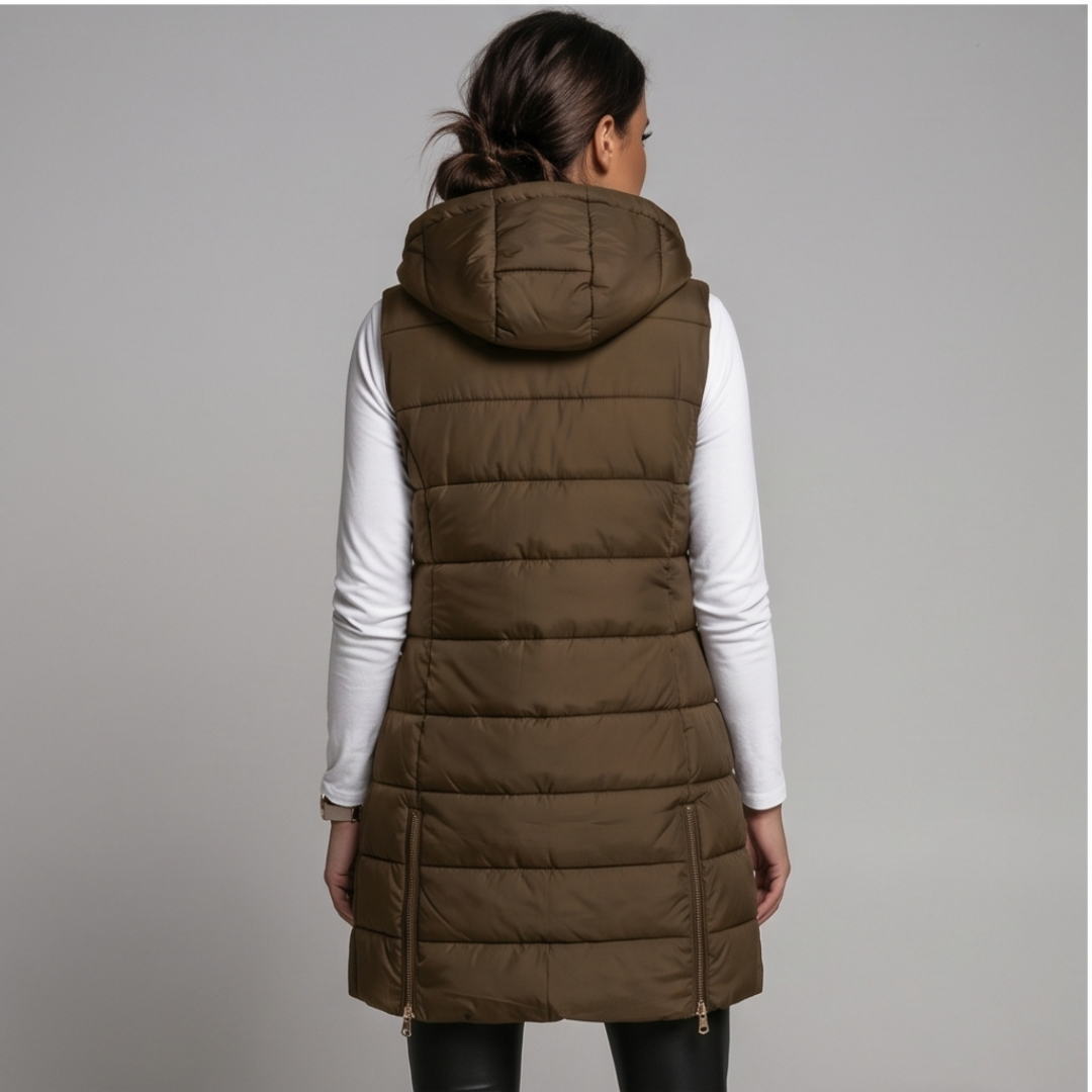 AVELINE | Longline hooded puffer vest