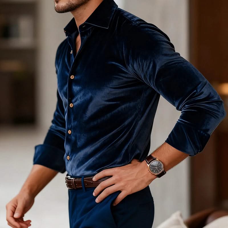 JASPER | Velvet shirt with button-up front