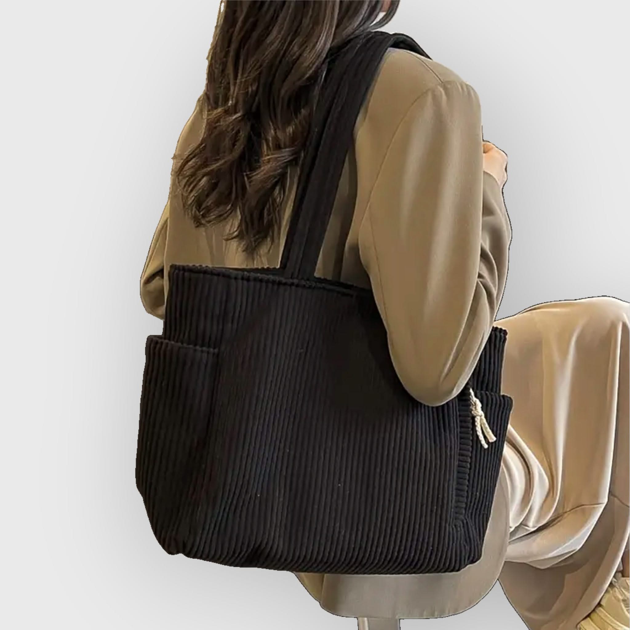 CAMILLE | Tote bag with corduroy texture