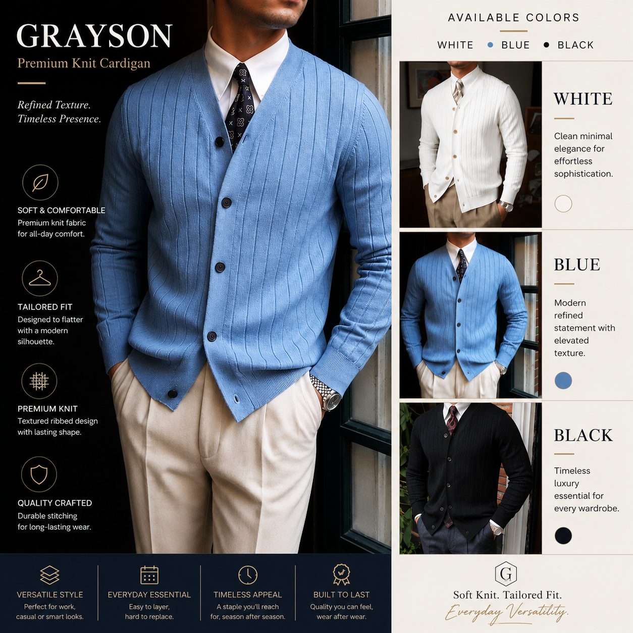LUCAS | Slim-fit knit cardigan