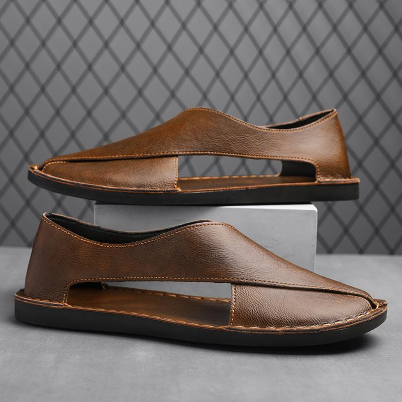 JASPER | Leather sandals with crossover wrap