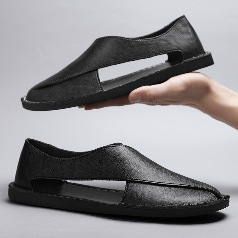JASPER | Leather sandals with crossover wrap