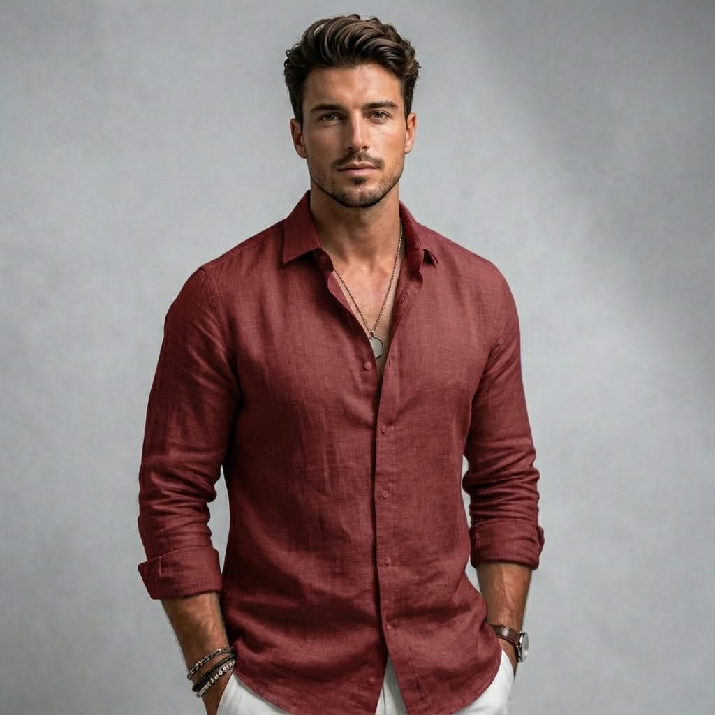 SOLARO | Shirt with linen-cotton fabric
