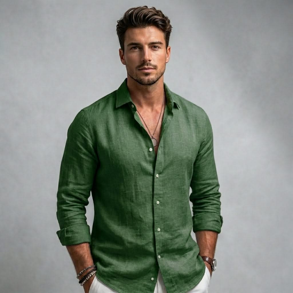 SOLARO | Shirt with linen-cotton fabric