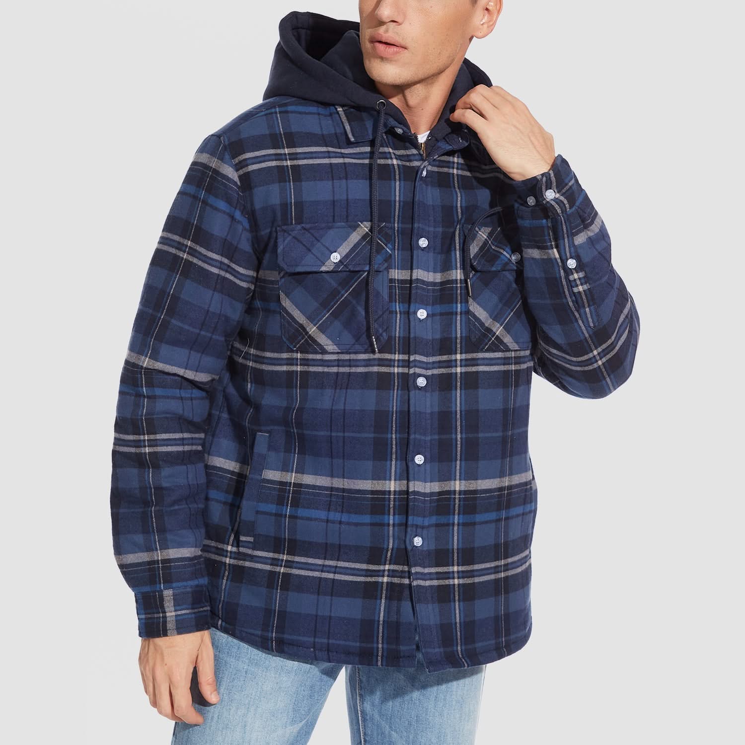HARRY | Flannel jacket with removable hood