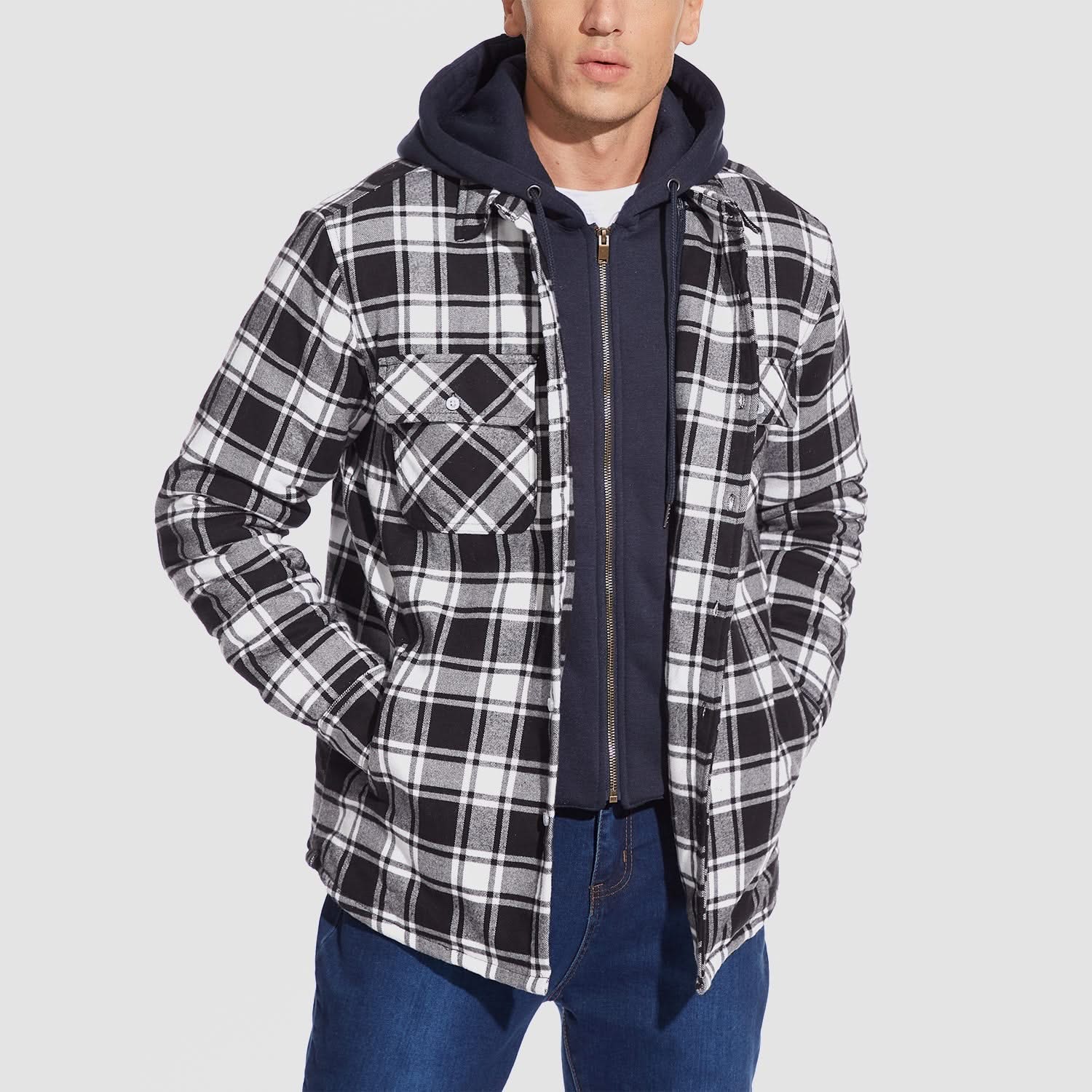 HARRY | Flannel jacket with removable hood