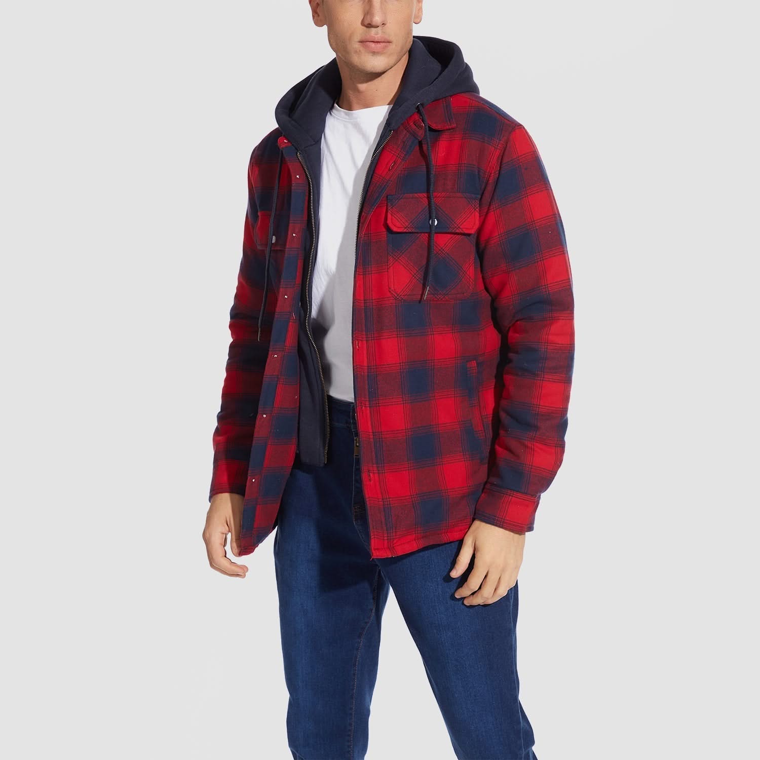 HARRY | Flannel jacket with removable hood