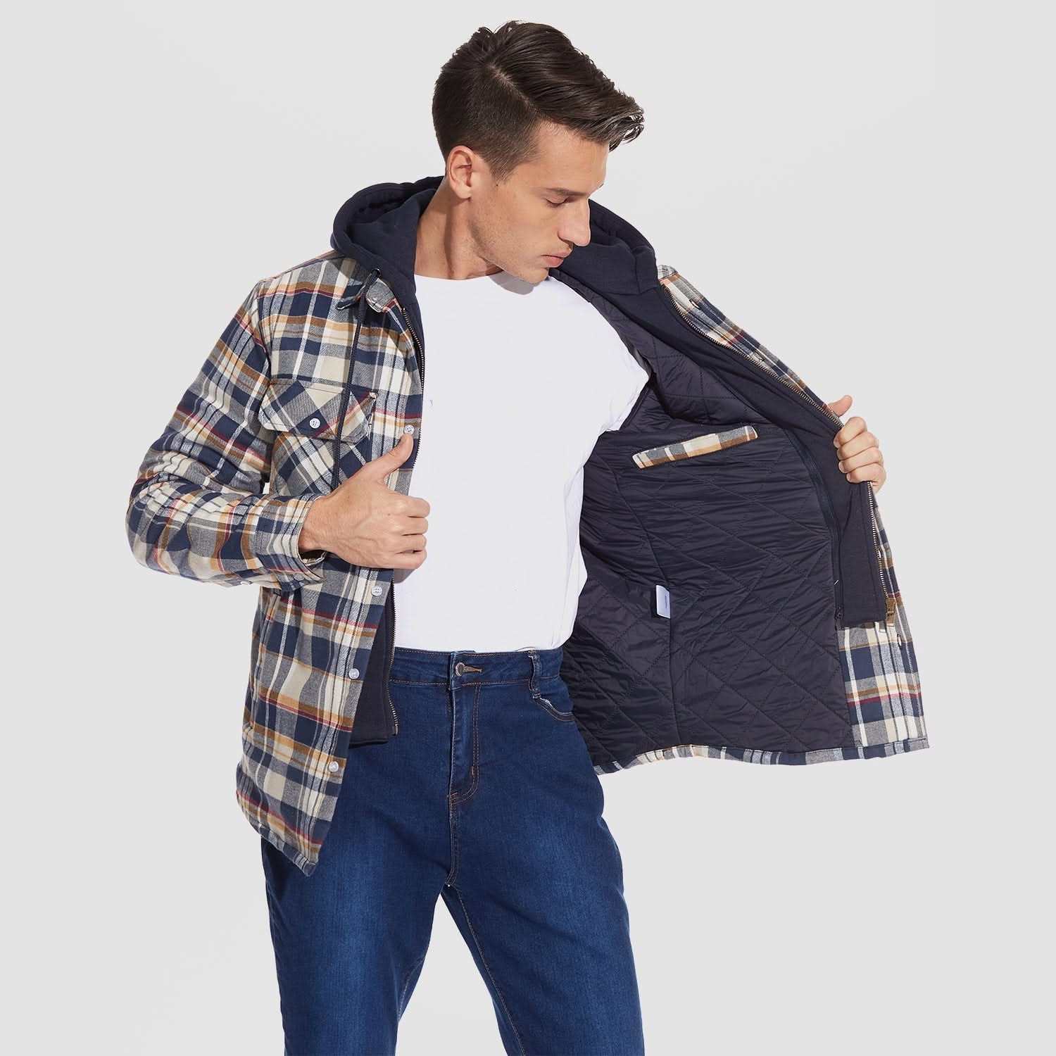 HARRY | Flannel jacket with removable hood
