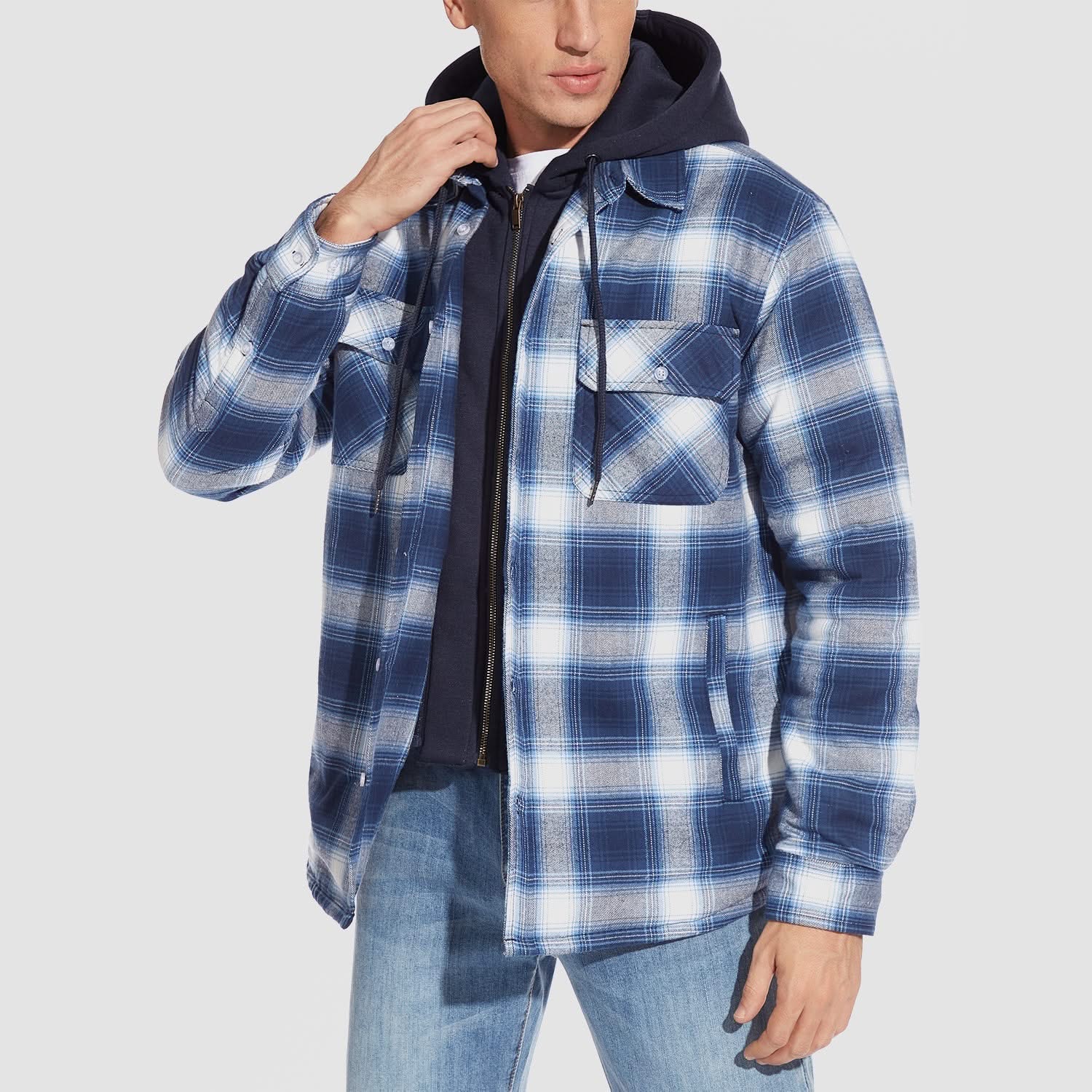 HARRY | Flannel jacket with removable hood