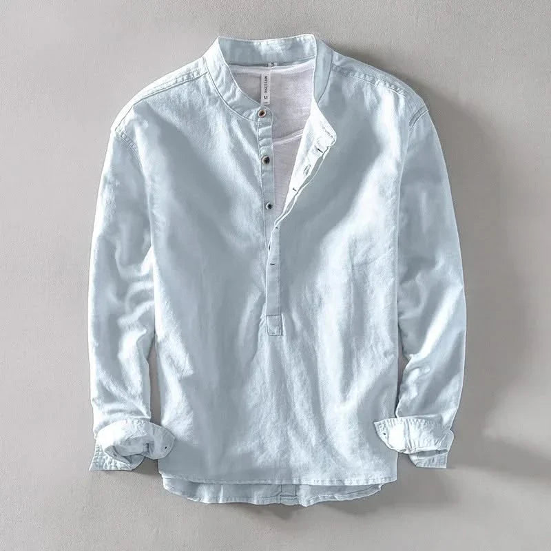 CALLUM | Linen shirt with mandarin collar