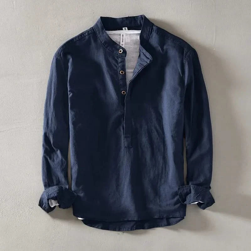 CALLUM | Linen shirt with mandarin collar