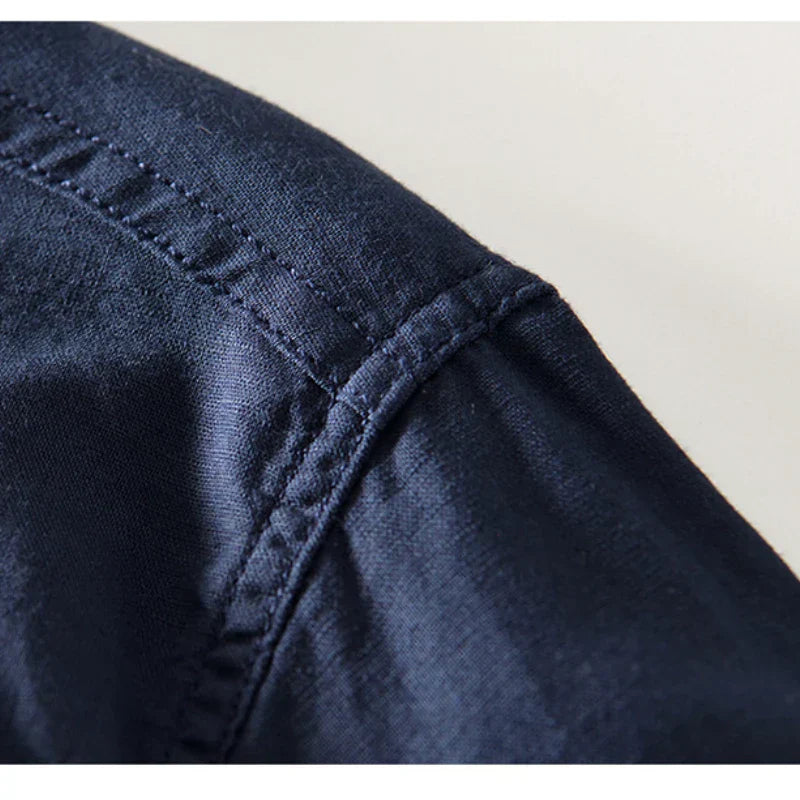 CALLUM | Linen shirt with mandarin collar