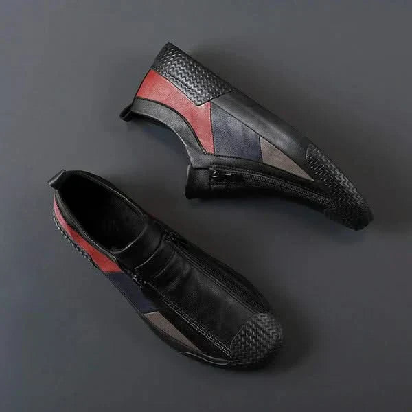 CARRADON | Leather sneakers with colour block panels