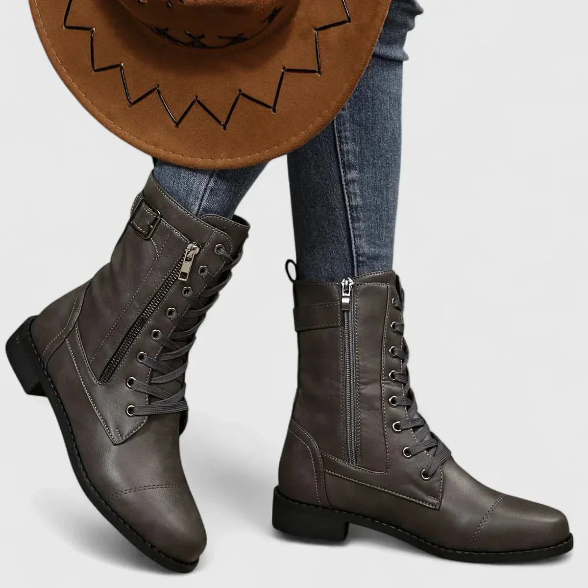 AINSWORTH | Leather boots with adjustable laces