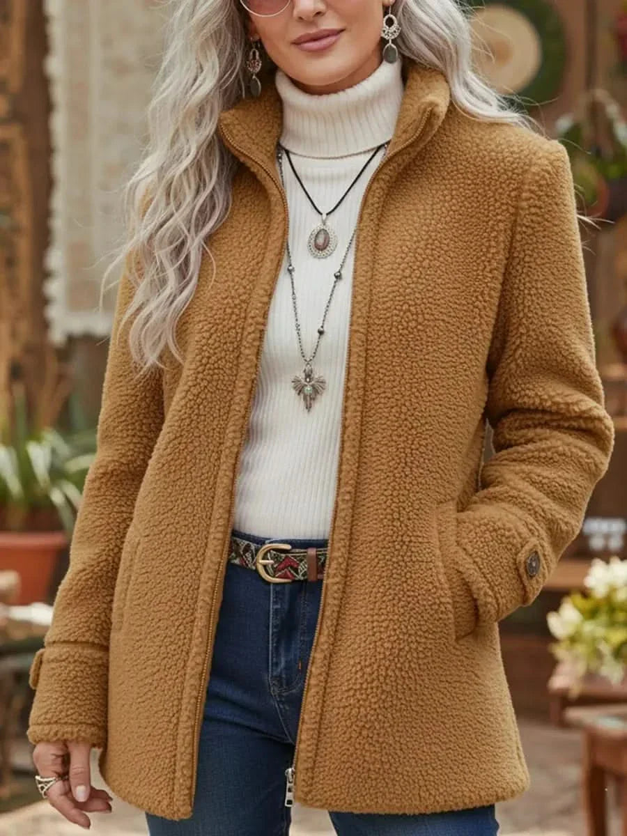 SOPHIA | Lambswool jacket with stand collar