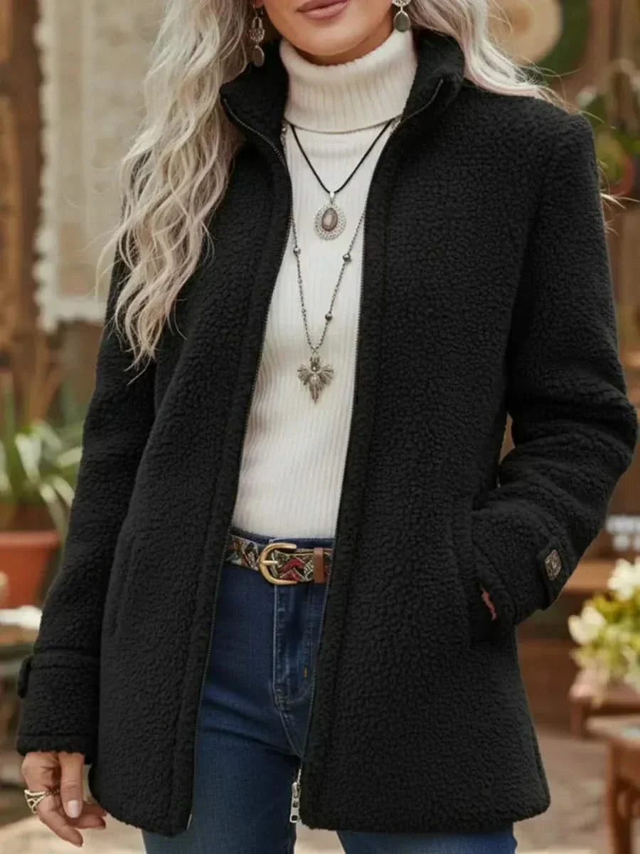 SOPHIA | Lambswool jacket with stand collar
