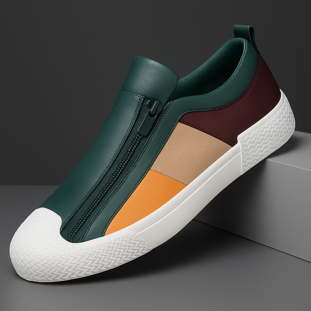 CARRADON | Leather sneakers with colour block panels