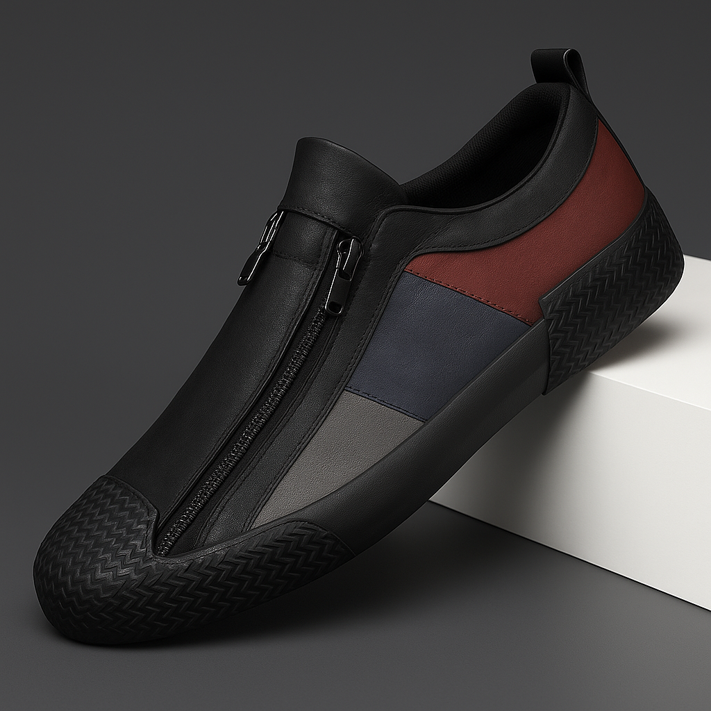 CARRADON | Leather sneakers with colour block panels