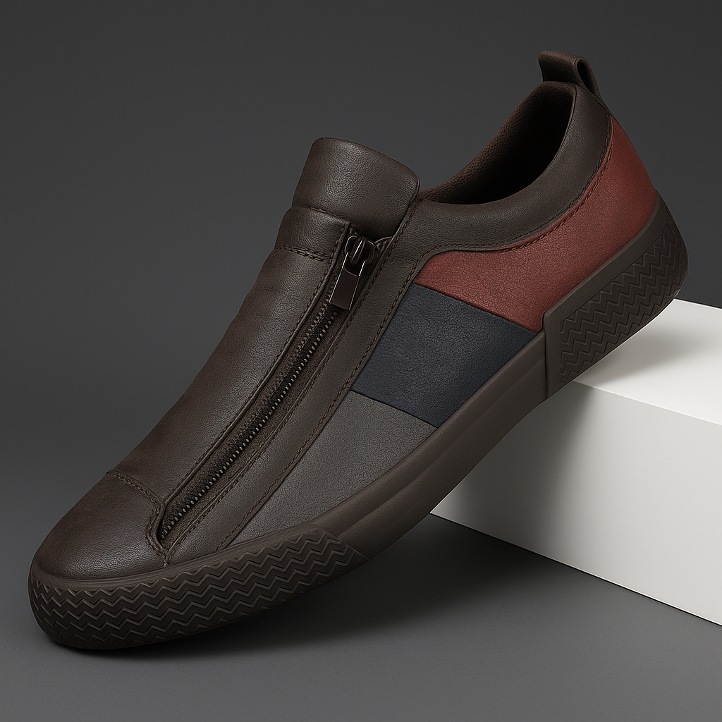 CARRADON | Leather sneakers with colour block panels