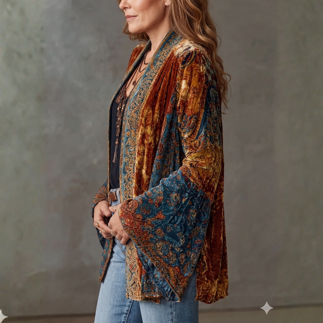 SOLARA | Velvet jacket with bohemian pattern