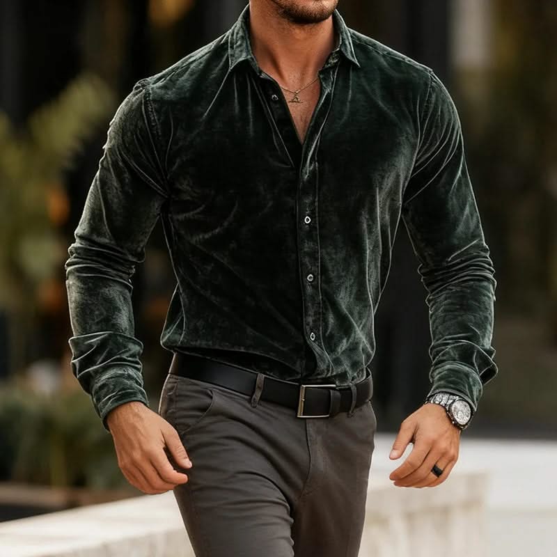 JASPER | Velvet shirt with button-up front