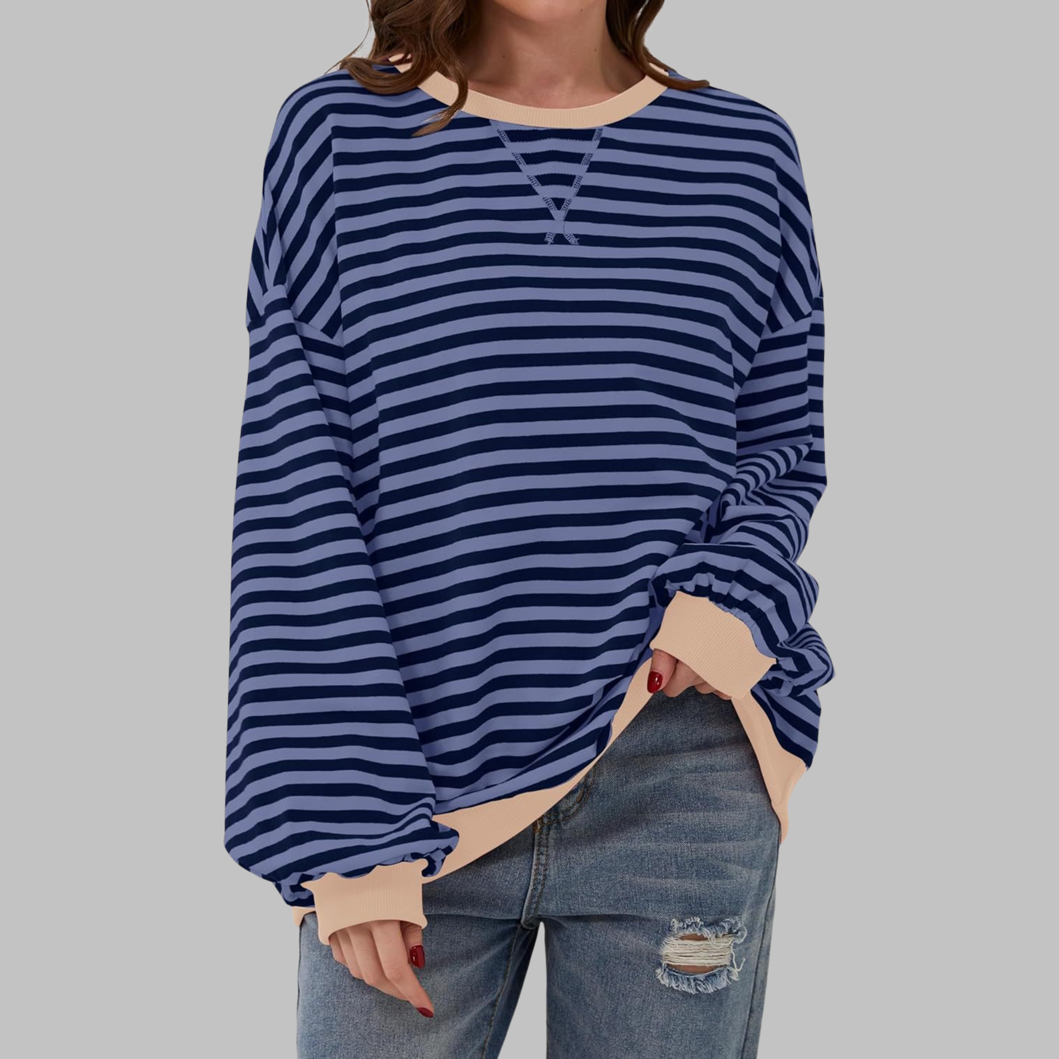 ELARA | Striped jumper with ribbed edges