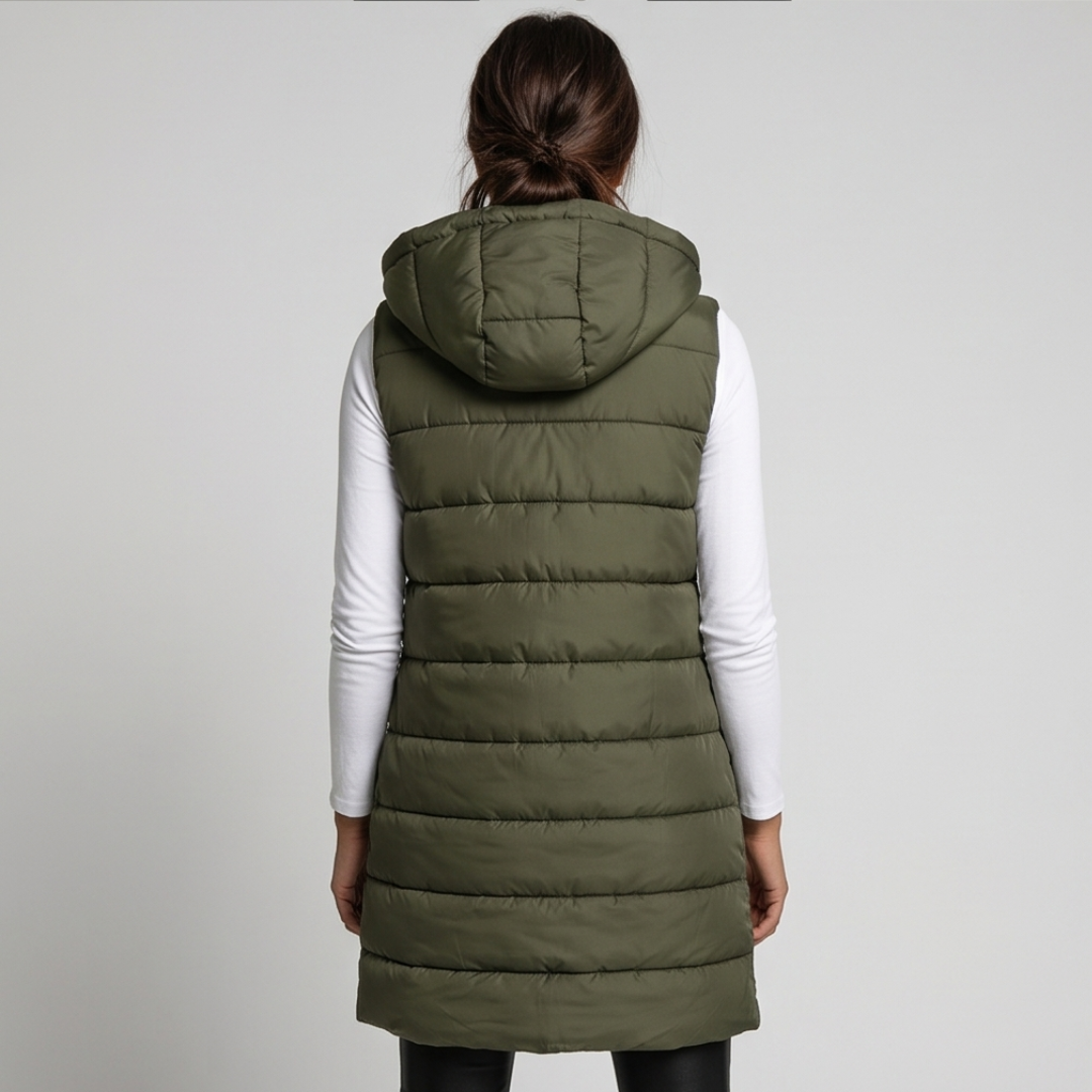AVELINE | Longline hooded puffer vest