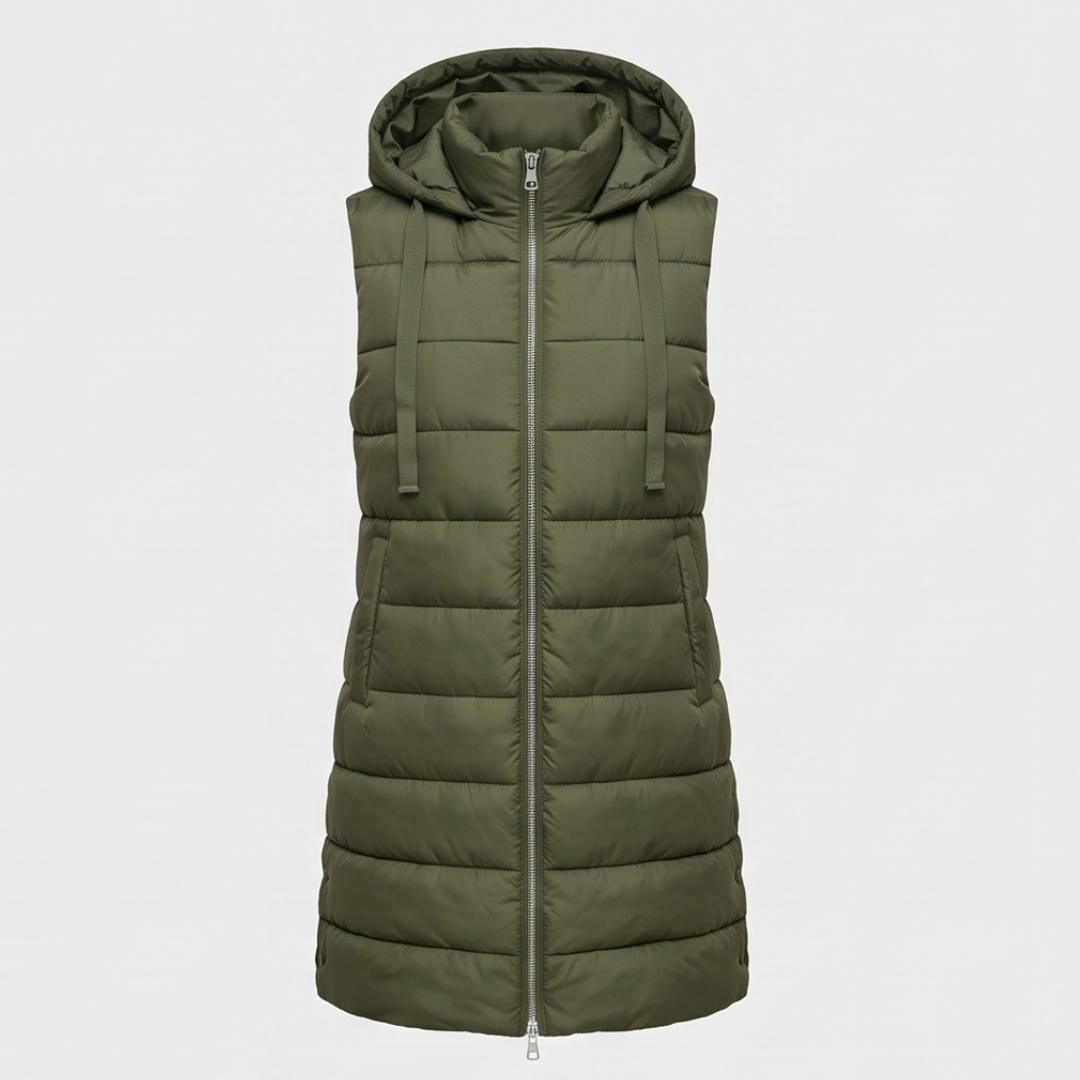 AVELINE | Longline hooded puffer vest