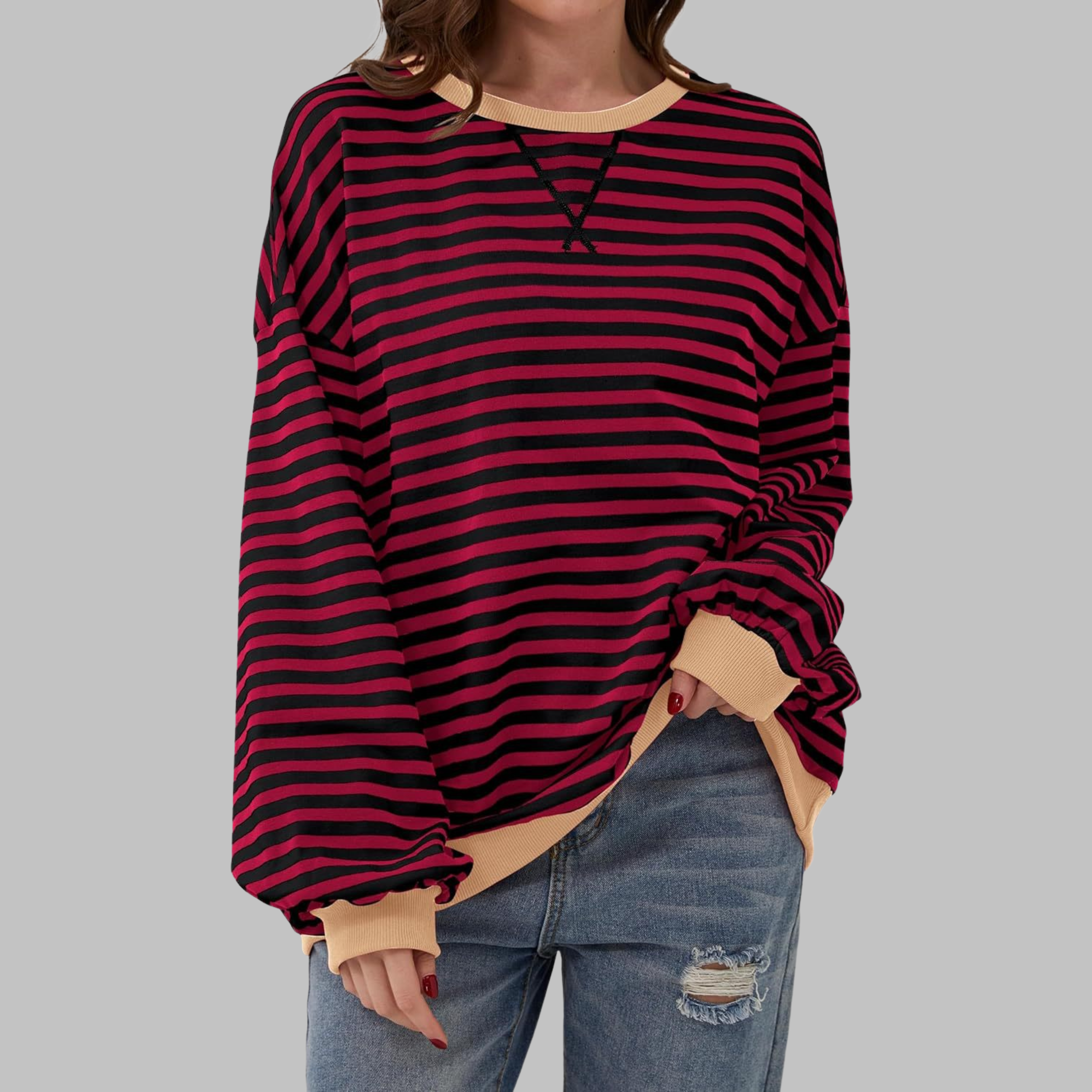 ELARA | Striped jumper with ribbed edges