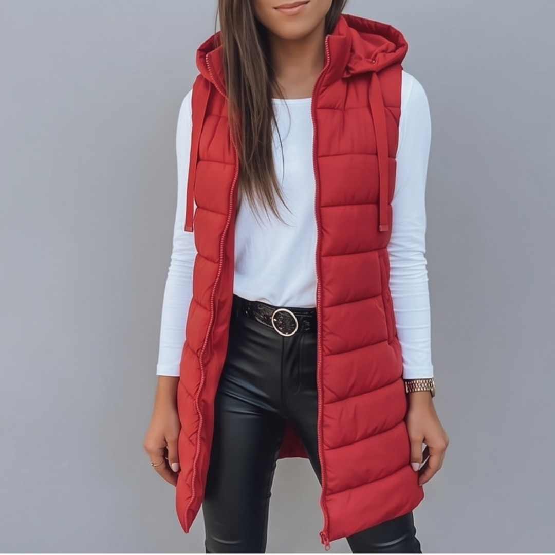 AVELINE | Longline hooded puffer vest