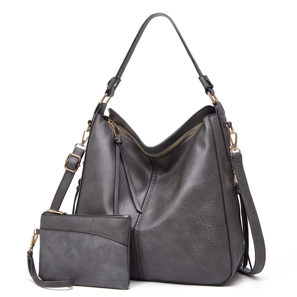 VICTORIA | Leather hobo bag with adjustable strap