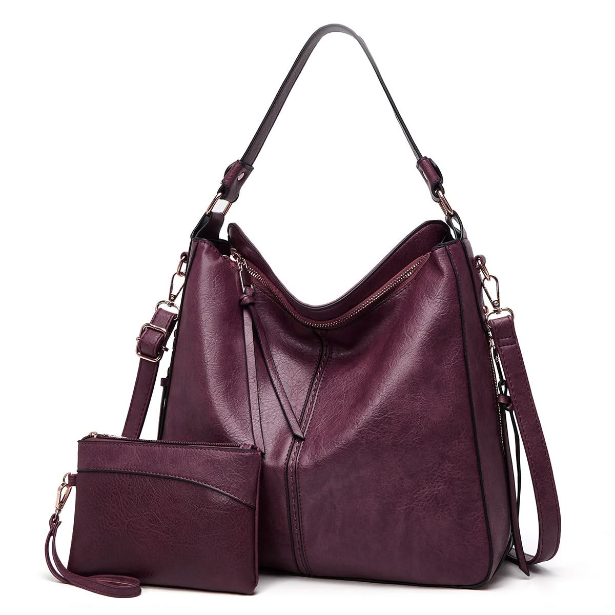VICTORIA | Leather hobo bag with adjustable strap