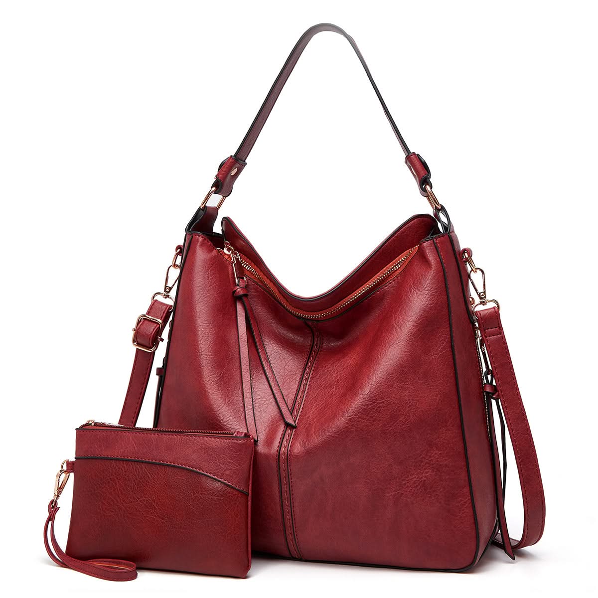 VICTORIA | Leather hobo bag with adjustable strap