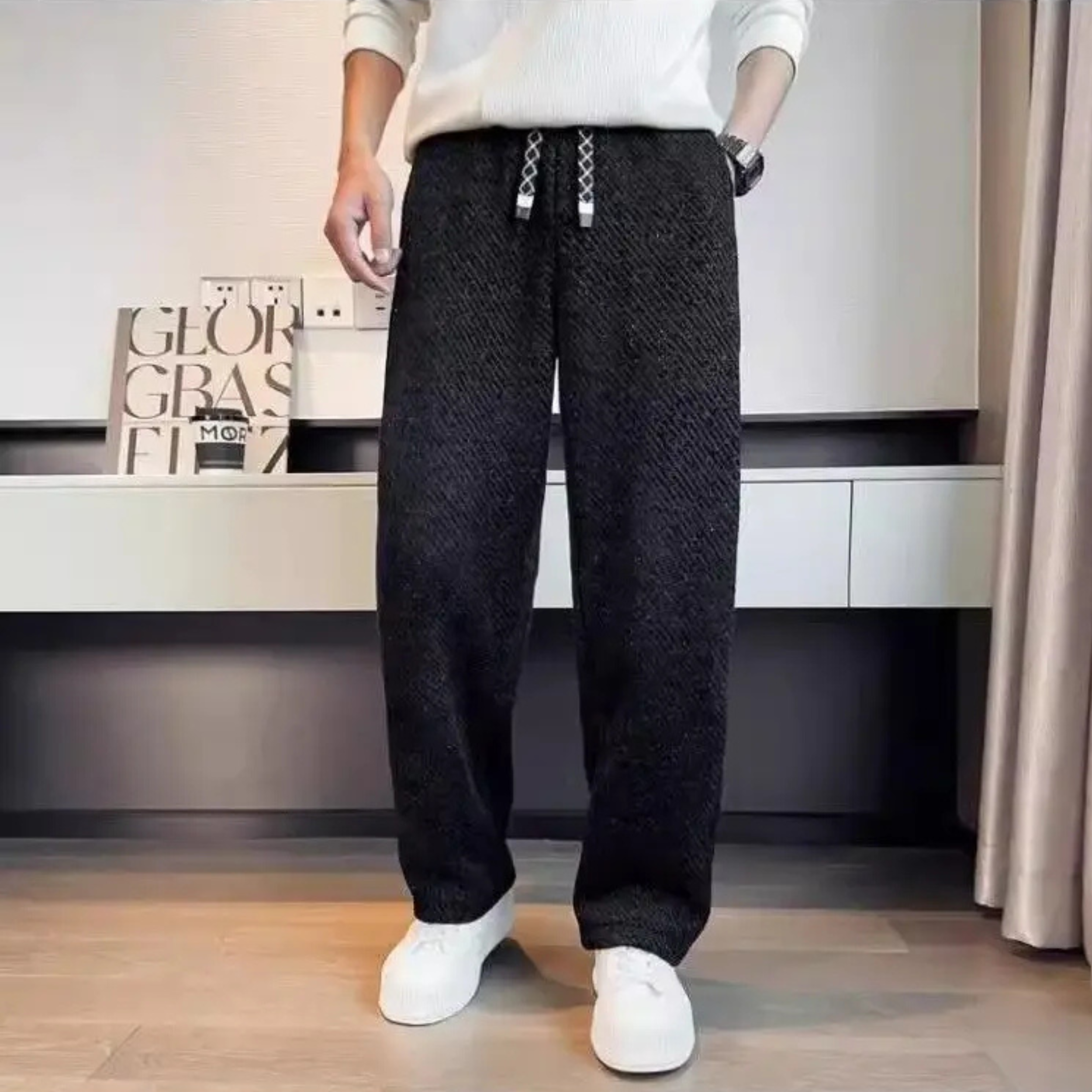 CALDER | Wide-leg knit pants with drawstring waist