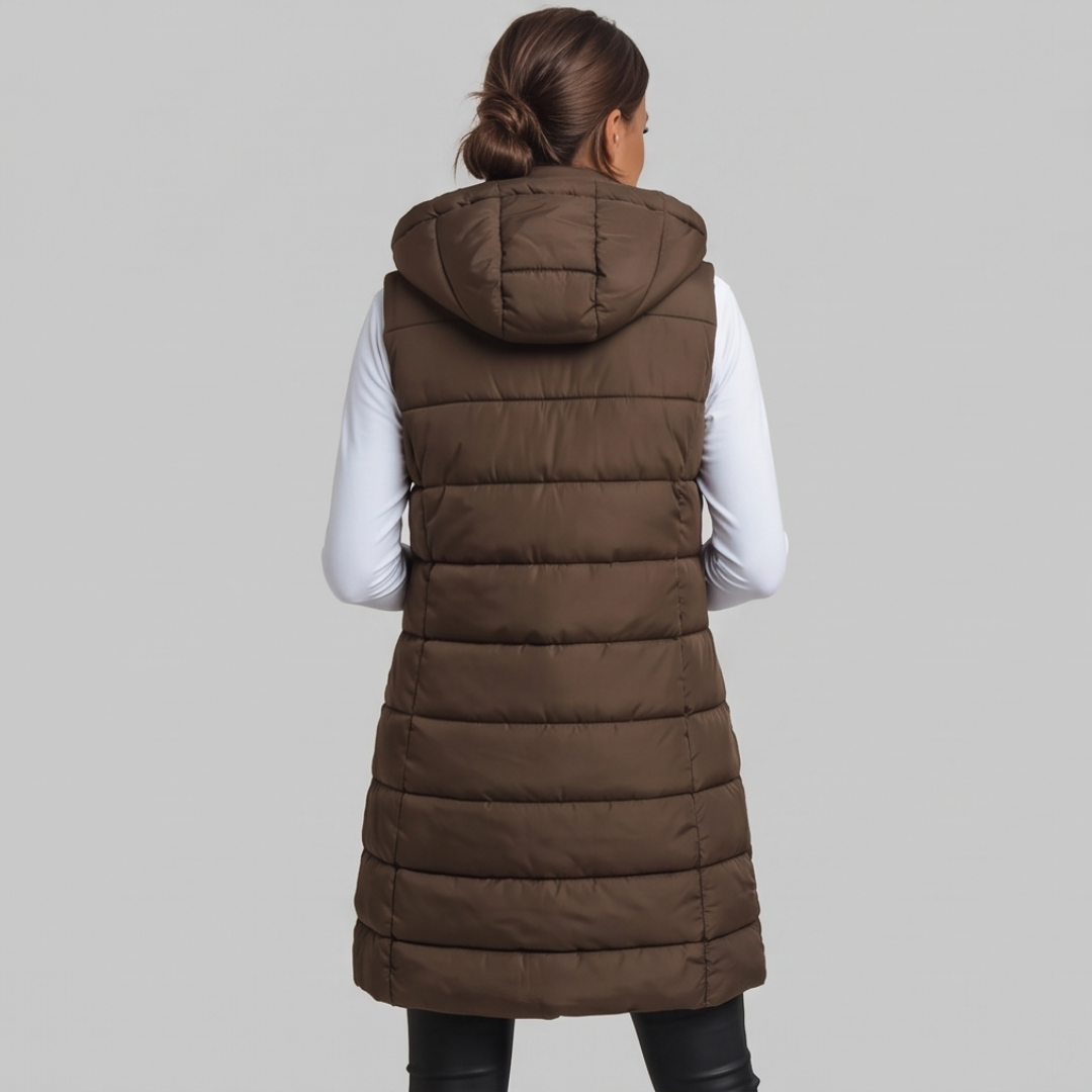 AVELINE | Longline hooded puffer vest