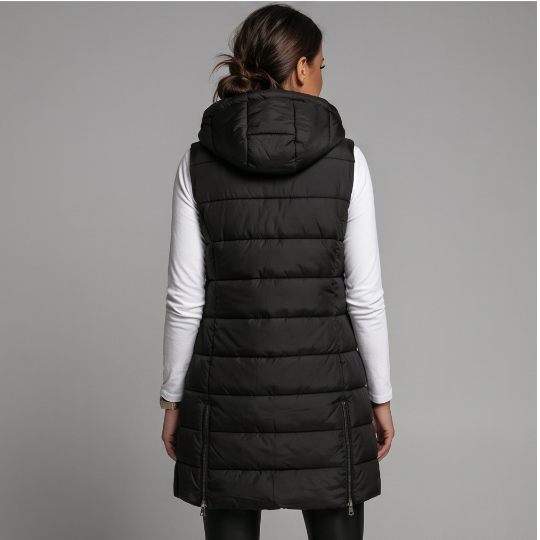 AVELINE | Longline hooded puffer vest