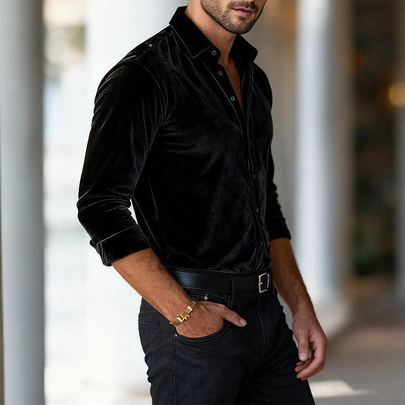 JASPER | Velvet shirt with button-up front