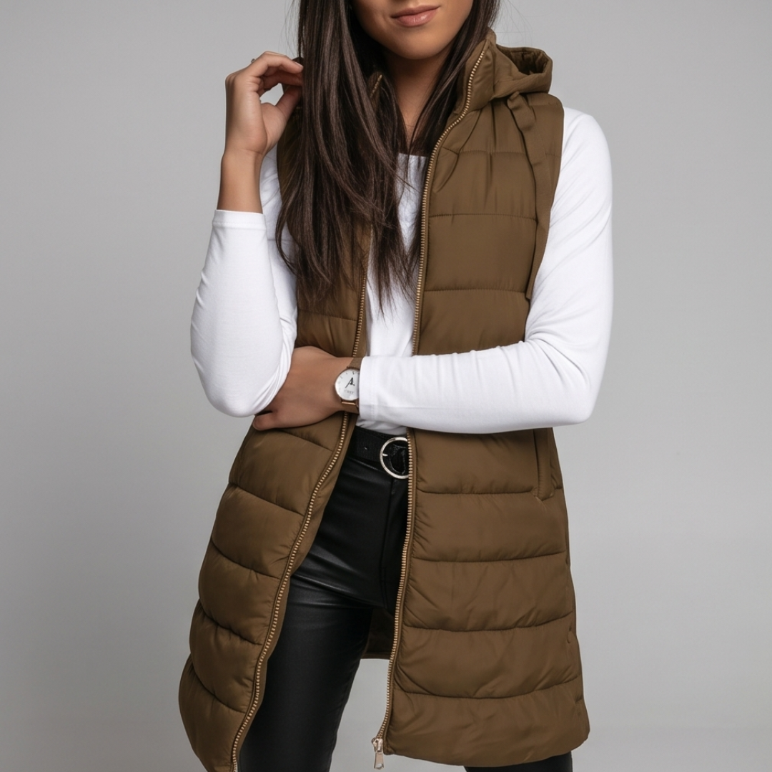 AVELINE | Longline hooded puffer vest
